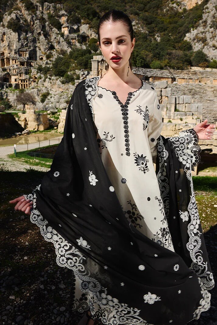 IMAGE LAWN 3PC - LAWN AIRJET EMB SHIRT WITH CHIFFON EMB DUPATTA AND LAWN ARIJET DYED TROUSER | RP-3714