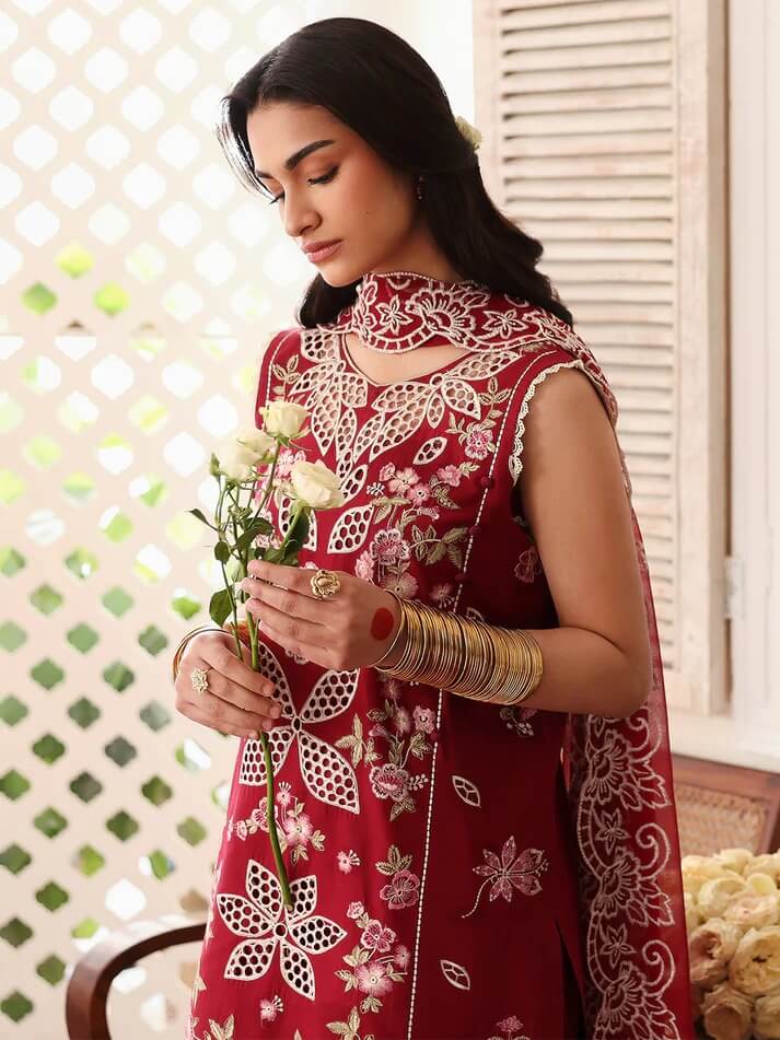 MAHNUR LAWN 3PC - LAWN EMB SHIRT WITH MONARK EMB DUPATTA AND LAWN DYED TROUSER | RP-3717