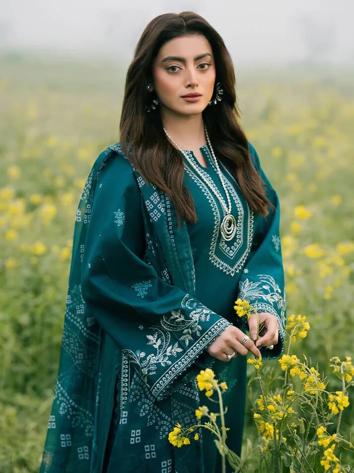 IZEL LAWN 3PC - LAWN EMB SHIRT WITH MONARK PRINTED DUPATTA AND LAWN DYED TROUSER | RP-3687