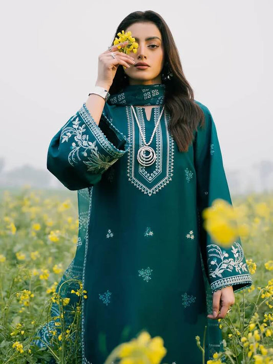 IZEL LAWN 3PC - LAWN EMB SHIRT WITH MONARK PRINTED DUPATTA AND LAWN DYED TROUSER | RP-3687