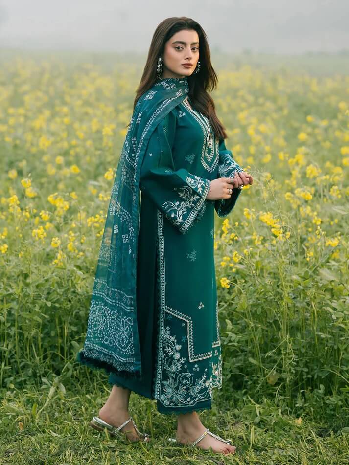 IZEL LAWN 3PC - LAWN EMB SHIRT WITH MONARK PRINTED DUPATTA AND LAWN DYED TROUSER | RP-3687