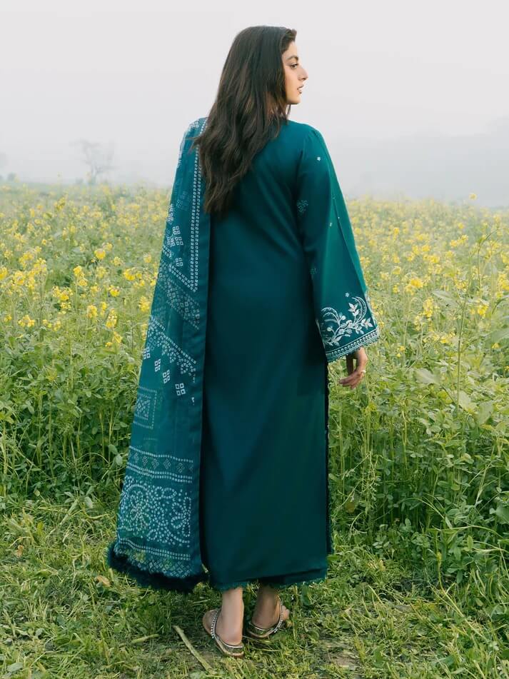 IZEL LAWN 3PC - LAWN EMB SHIRT WITH MONARK PRINTED DUPATTA AND LAWN DYED TROUSER | RP-3687