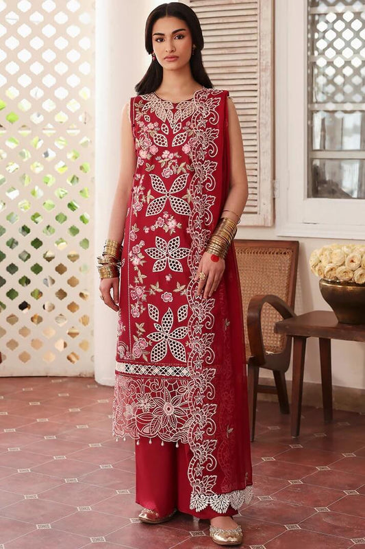 MAHNUR LAWN 3PC - LAWN EMB SHIRT WITH MONARK EMB DUPATTA AND LAWN DYED TROUSER | RP-3717