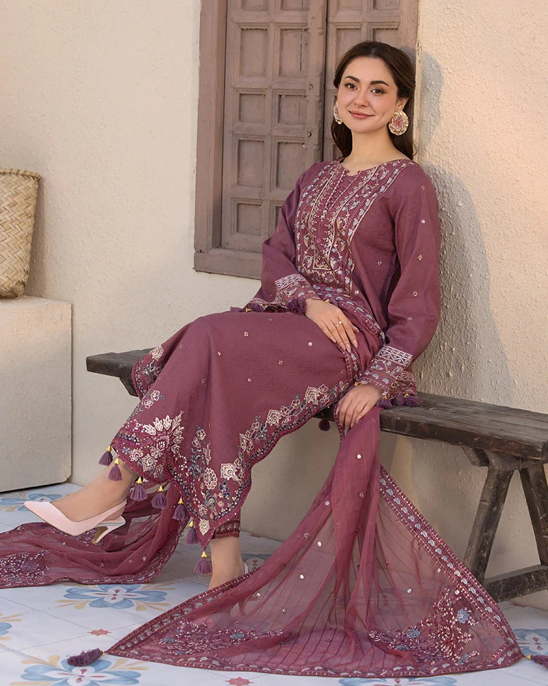 JADE LAWN 3PC - LAWN SEQUENCE EMB SHIRT WITH CHIFFON EMB DUPATTA AND LAWN DYED TROUSER | RP-3744