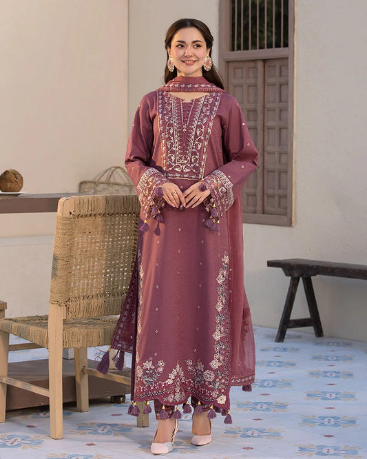 JADE LAWN 3PC - LAWN SEQUENCE EMB SHIRT WITH CHIFFON EMB DUPATTA AND LAWN DYED TROUSER | RP-3744