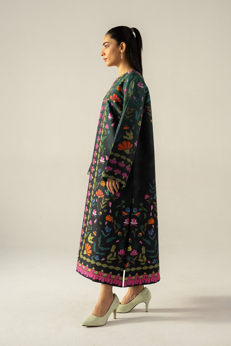 AFROZEH-2PC SHAMOZE SILK PRINTED SHIRT WITH SHAMOZE SILK PRINTED TROUSER-BIC-