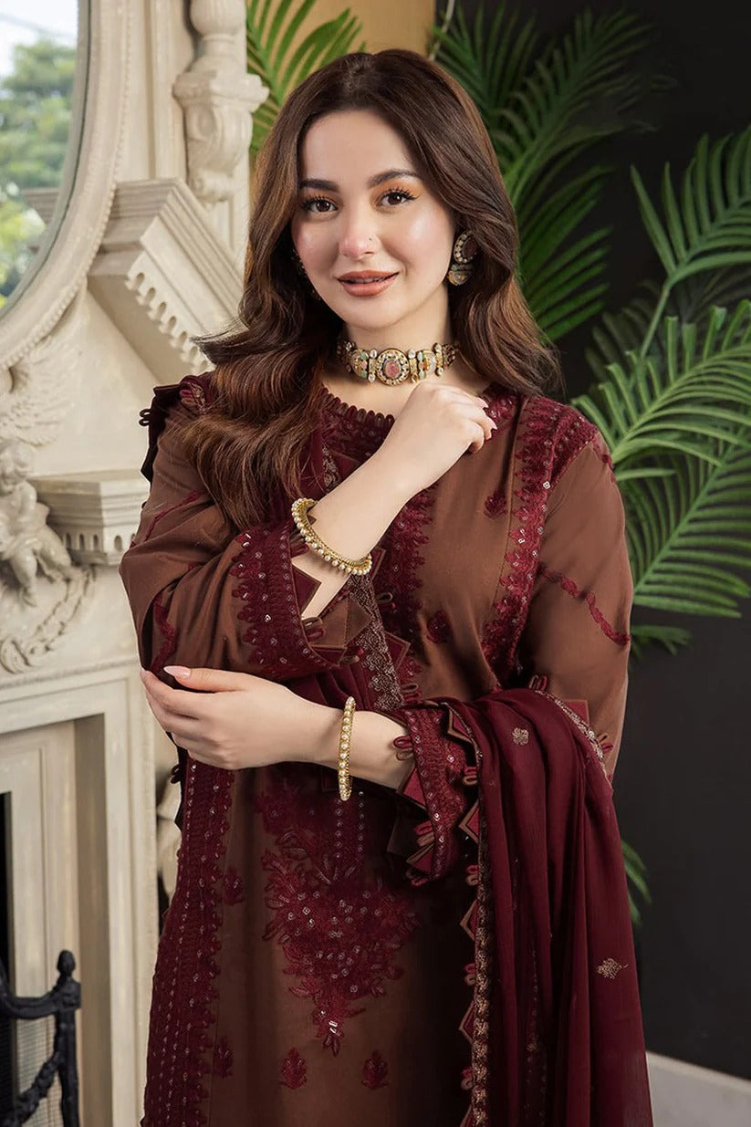 ASIM JOFA LAWN 3PC - LAWN EMB SHIRT WITH BAMBER CHIFFON EMB DUPATTA AND LAWN DYED TROUSER | RP-3647