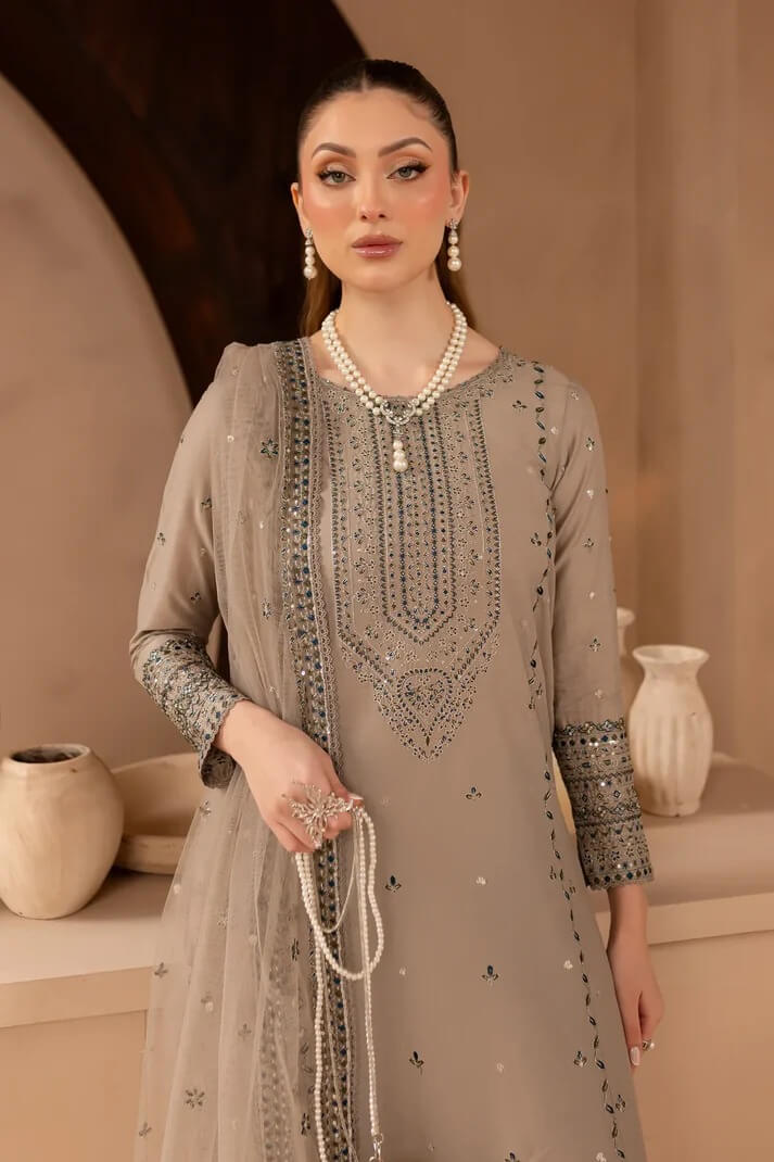 BATIK LAWN 3PC - LAWN EMB SHIRT WITH ORGANZA EMB DUPATTA AND LAWN EMB TROUSER | RP-3692