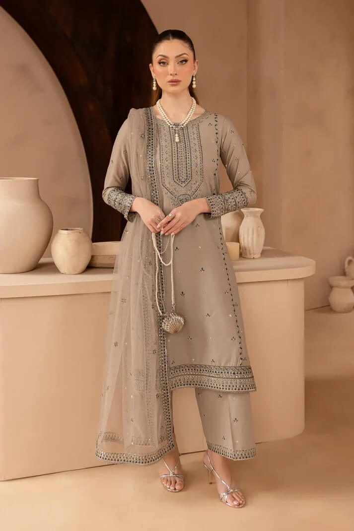 BATIK LAWN 3PC - LAWN EMB SHIRT WITH ORGANZA EMB DUPATTA AND LAWN EMB TROUSER | RP-3692