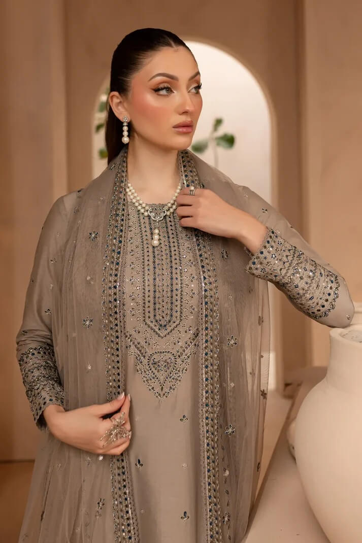 BATIK LAWN 3PC - LAWN EMB SHIRT WITH ORGANZA EMB DUPATTA AND LAWN EMB TROUSER | RP-3692