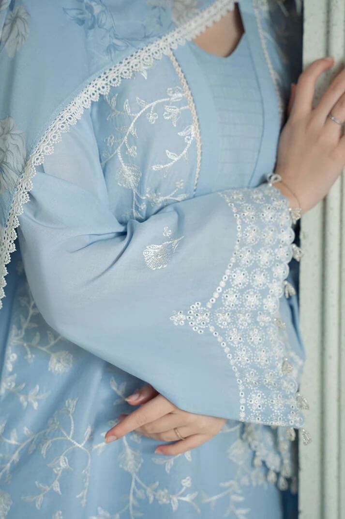 CROSS STITCH LAWN 3PC - LAWN EMB SHIRT WITH MONARK PRINTED DUPATTA AND LAWN DYED TROUSER | RP-3664