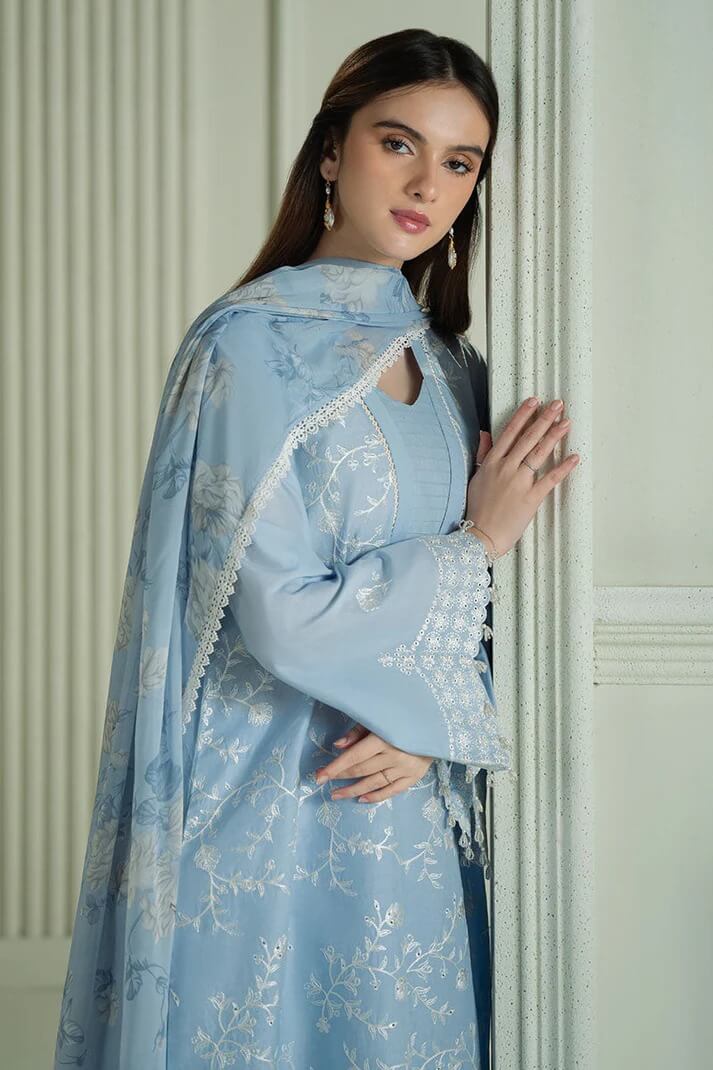 CROSS STITCH LAWN 3PC - LAWN EMB SHIRT WITH MONARK PRINTED DUPATTA AND LAWN DYED TROUSER | RP-3664