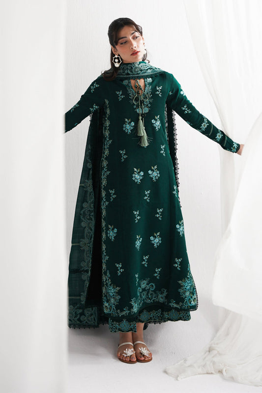 GARNET-3PC DHANAK EMBROIDERED SHIRT WITH DHANAK EMBROIDERED SHAWL & TROUSER-BIC-4318