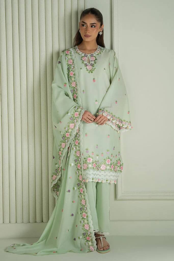 CROSS STITCH LAWN 3PC - LAWN EMB SHIRT WITH MONARK EMB DUPATTA AND LAWN DYED TROUSER | RP-3695